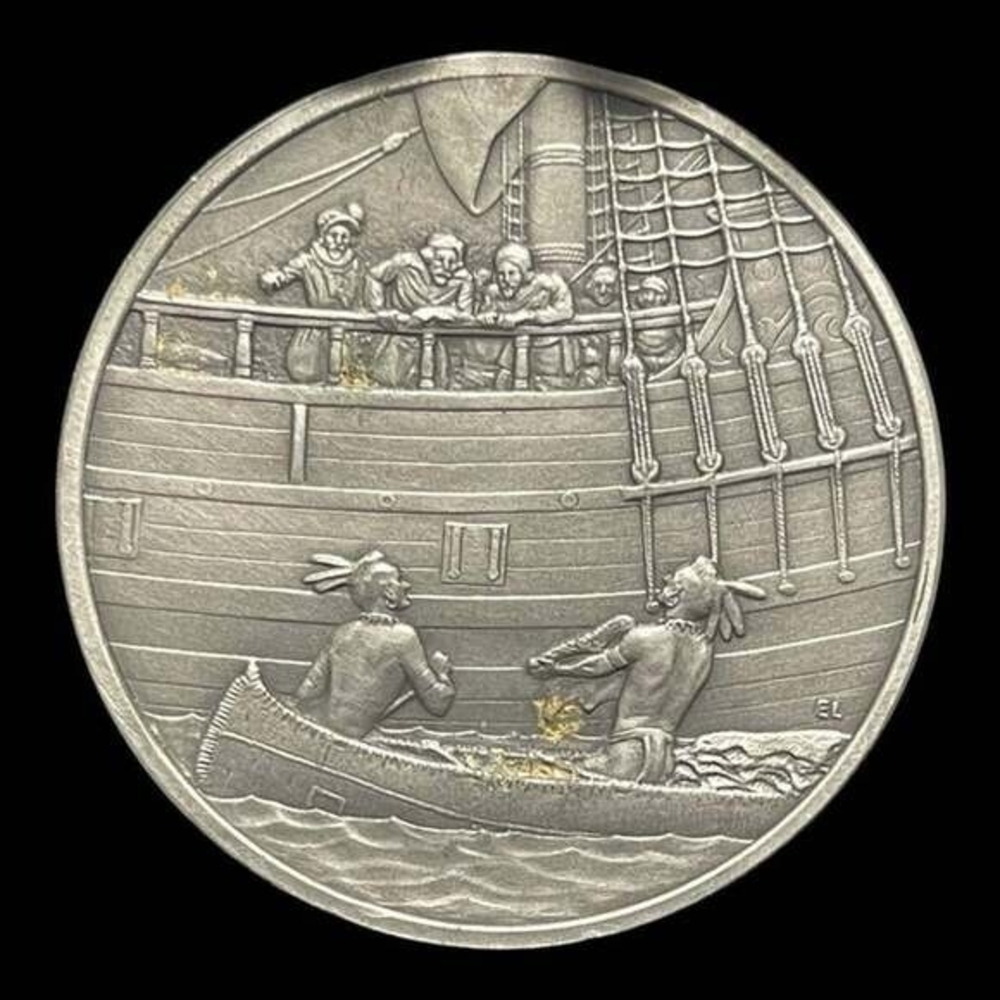 Franklin Mint History of Colonial America Pewter Medal Henry Hudson Vintage